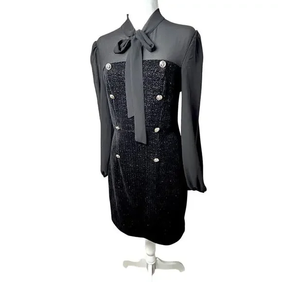 Coquette Y2K Inspired Small Sequin Preppy Dark Academia Quiet Luxury Lady Dress - Picture 2 of 8